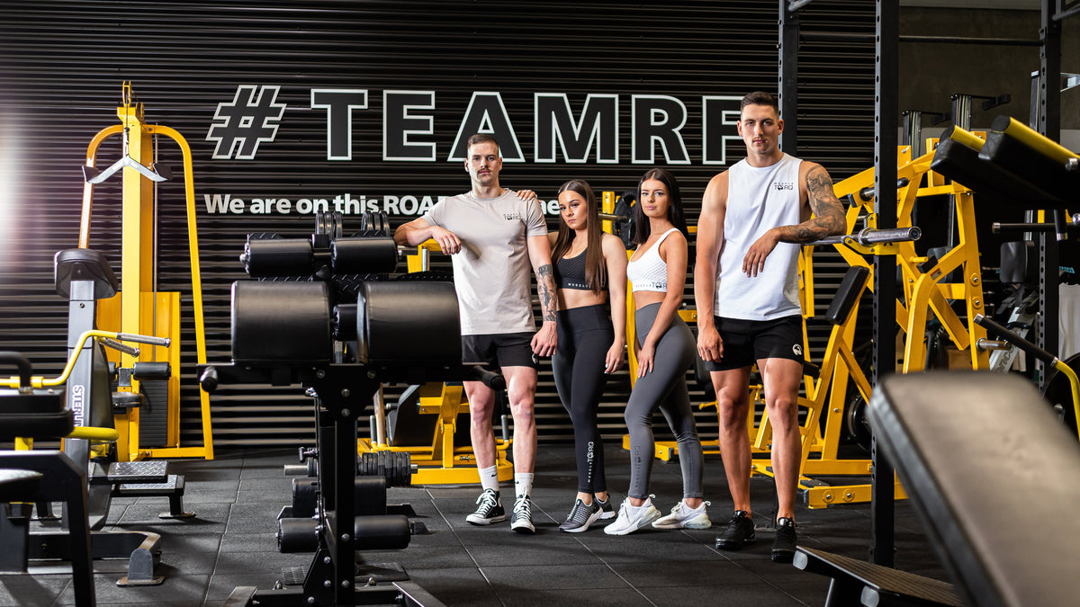 Showcasing our Mens & Womens training range of activewear in the gym.
