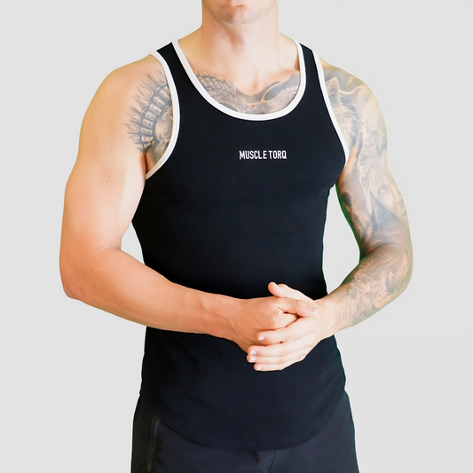 Mens Alpha Fitted Singlet Black