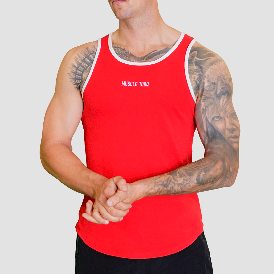 Mens Alpha Fitted Singlet Red