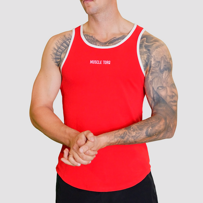 Mens Alpha Fitted Singlet Red
