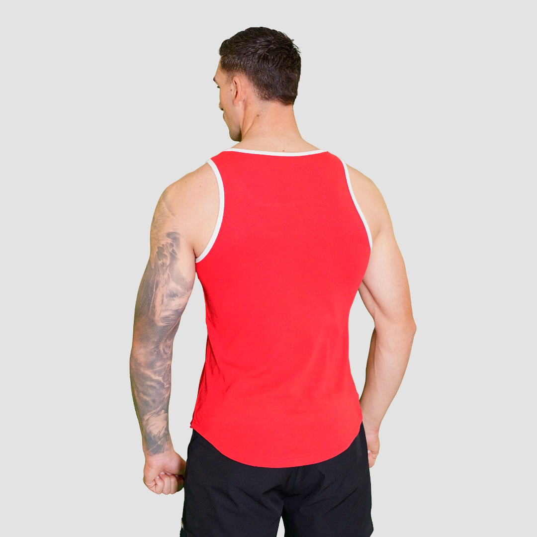 Mens Alpha Fitted Singlet Red