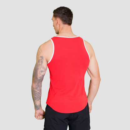 Mens Alpha Fitted Singlet Red