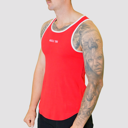 Mens Alpha Fitted Singlet Red