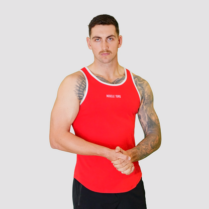 Mens Alpha Fitted Singlet Red