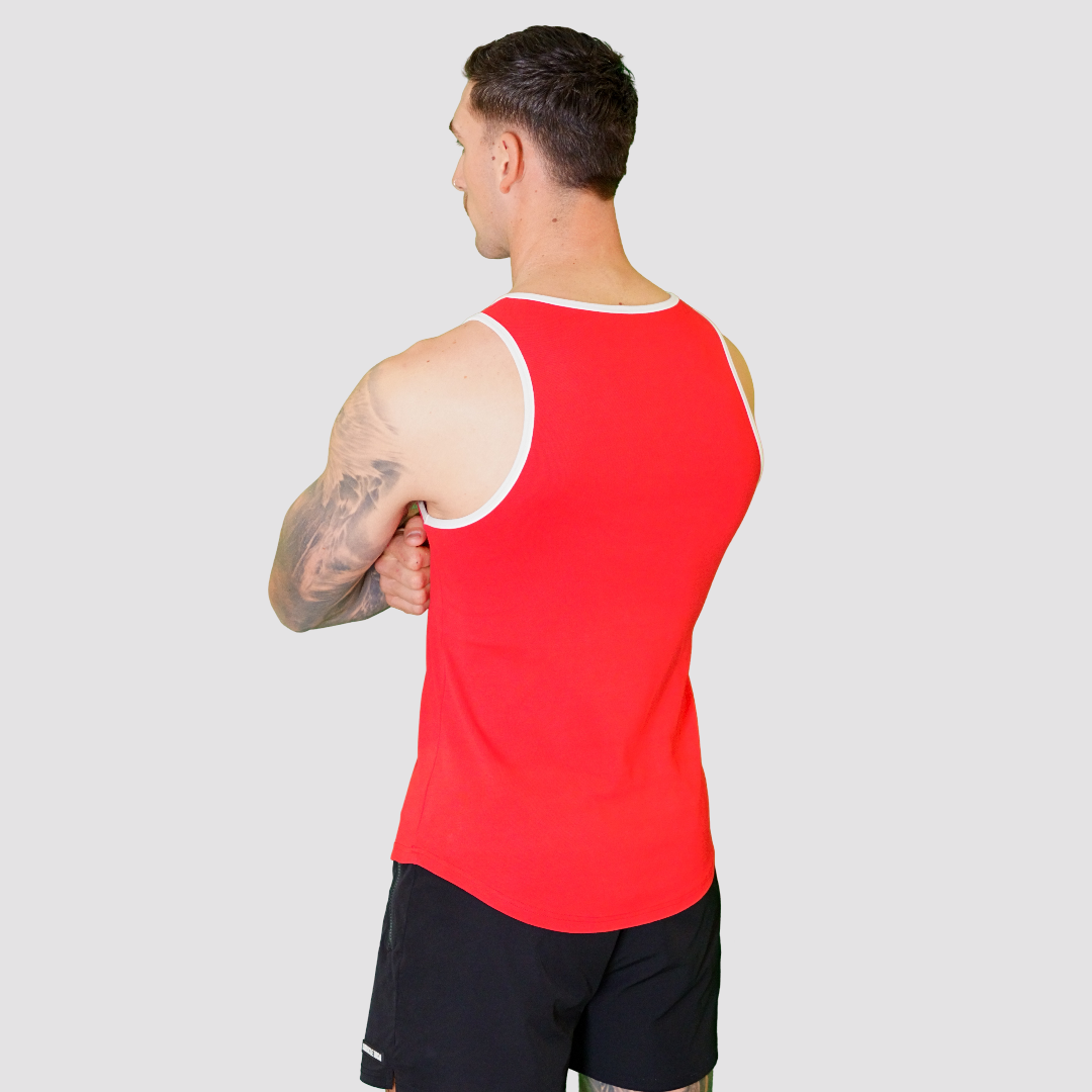 Mens Alpha Fitted Singlet Red