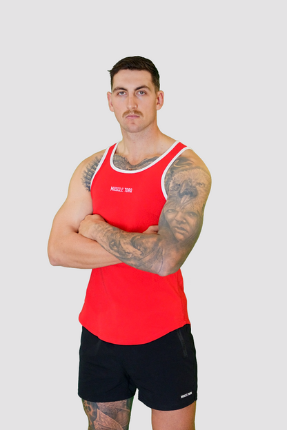Mens Alpha Fitted Singlet Red