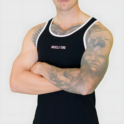 Mens Alpha Fitted Singlet Black