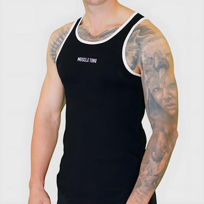 Mens Alpha Fitted Singlet Black