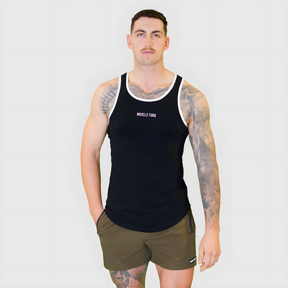 Mens Alpha Fitted Singlet Black