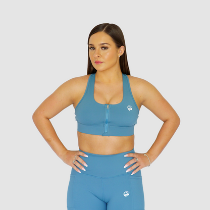 Ultra Zip Front Sports Bra Teal