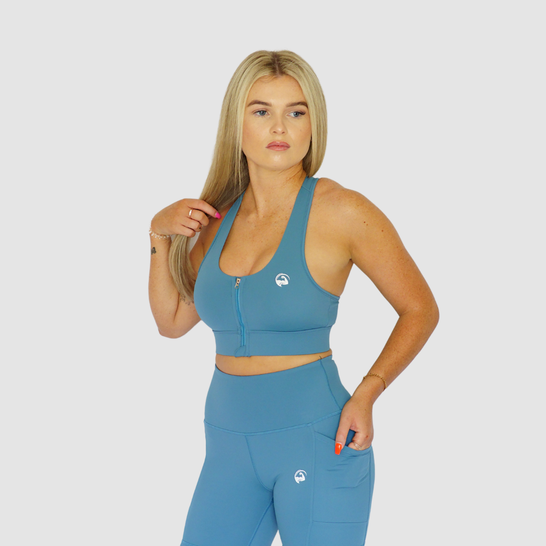 Ultra Zip Front Sports Bra Teal
