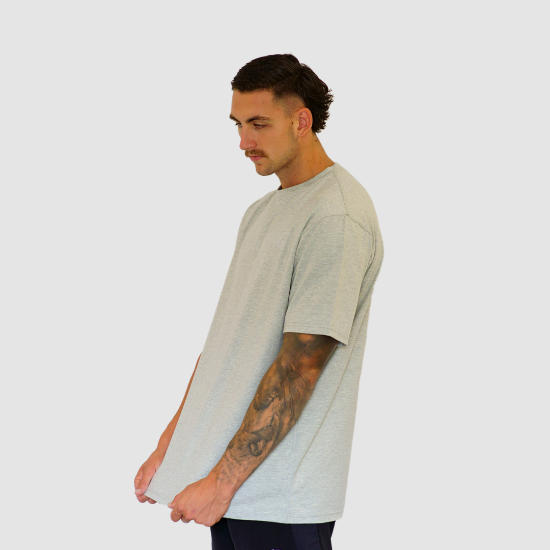 Mens Oversized T Shirt Grey Marl