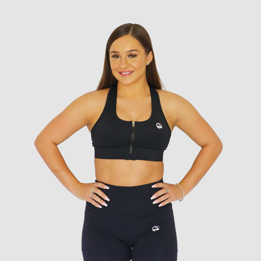 Ultra Zip Front Sports Bra Black