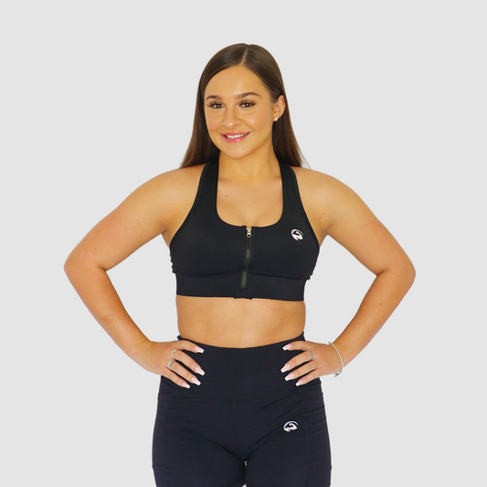 Ultra Zip Front Sports Bra Black