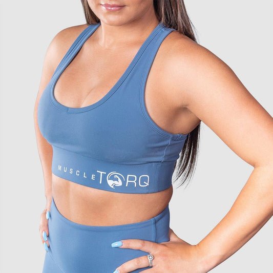 Luxe Racerback Sports Bra Ocean Blue - Muscle Torq