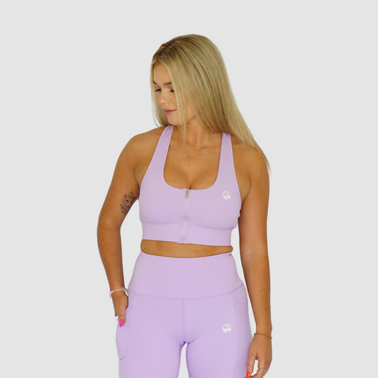 Ultra Zip Front Sports Bra Lilac
