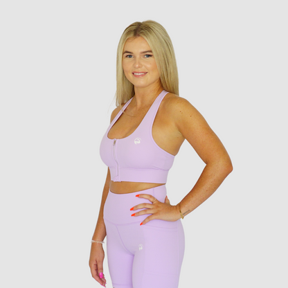 Ultra Zip Front Sports Bra Lilac